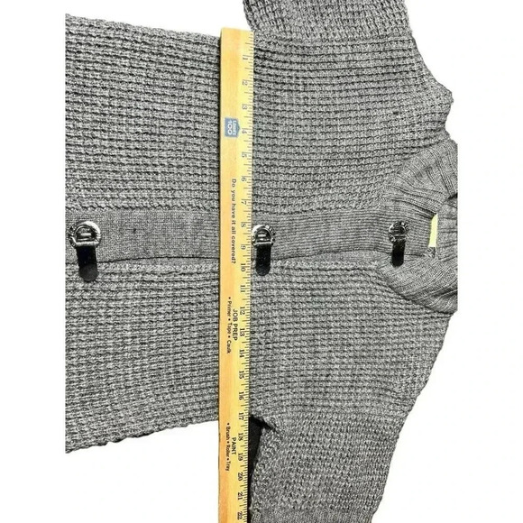 Womens Michael Kors Gray Metal Toggle Cardigan Sweater Wool Blend Size M EUC - Picture 9 of 13